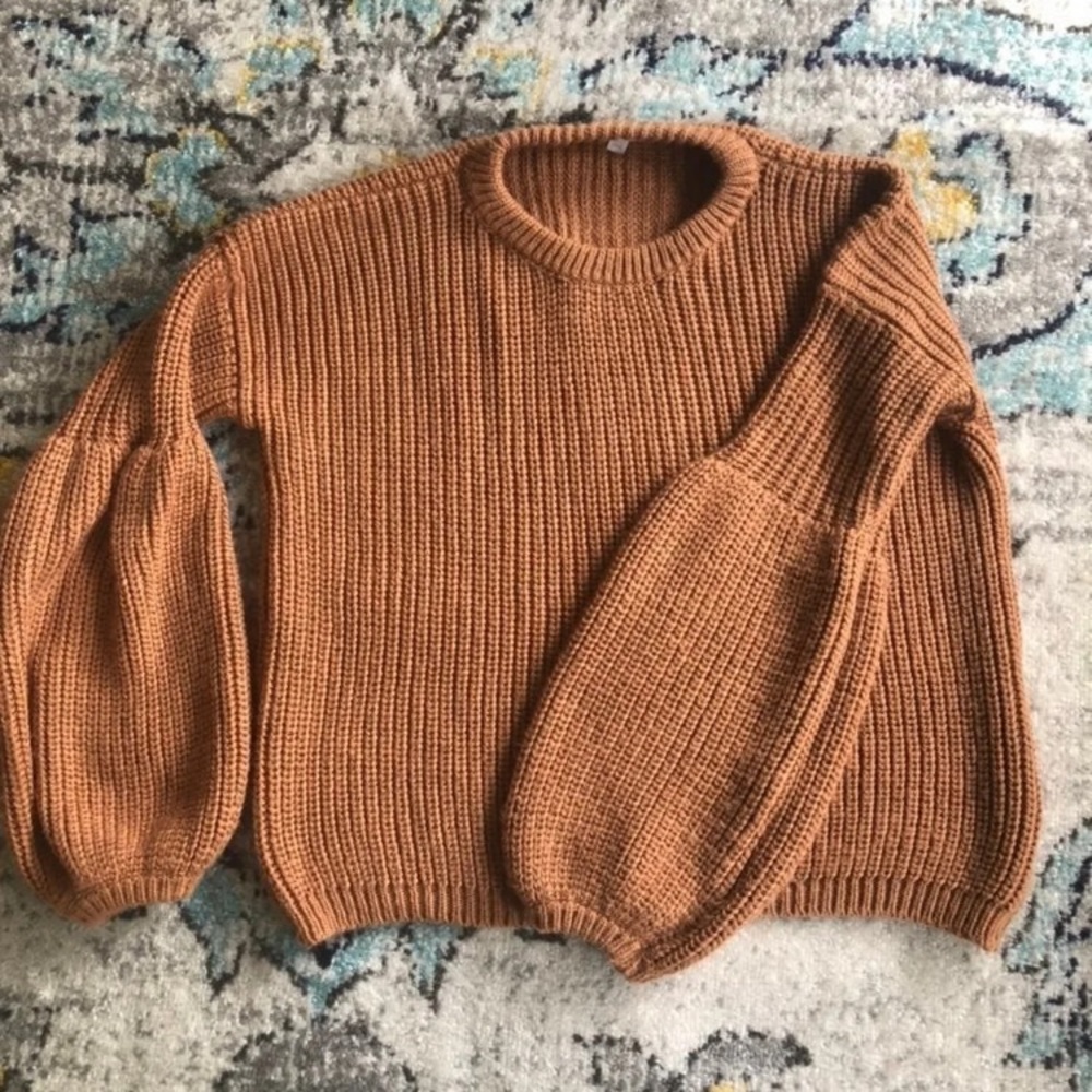 American Eagle Fall Rust Balloon Sleeve Sweater